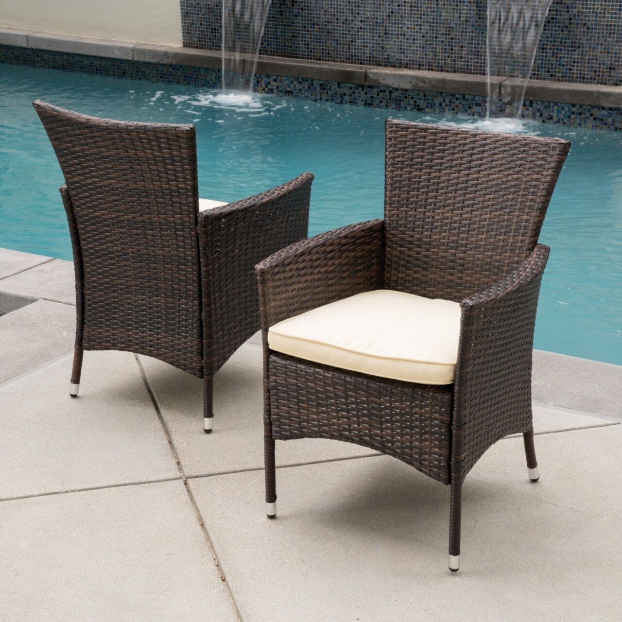 GDF Studio Clementine Outdoor Multibrown PE Wicker Dining Chairs (Set of 2)